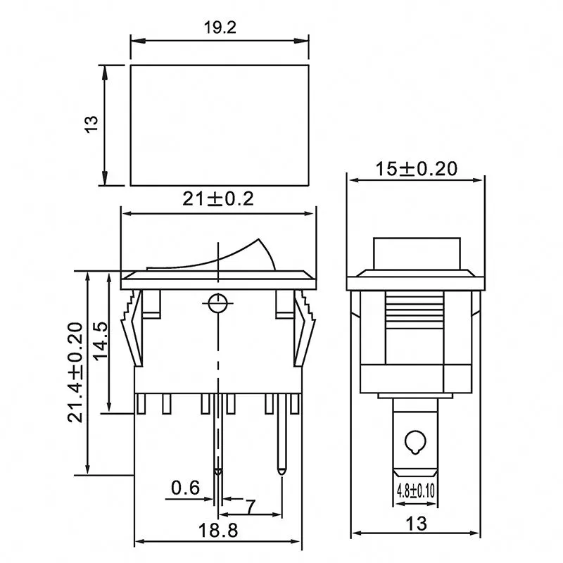 Выключатель клавишный 250V 6А (2с) ON-OFF красный Mini (RWB-201, SC-768) REXANT - Фото 2