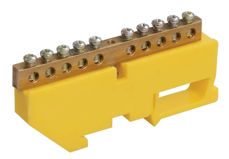 Шина PE "земля" на DIN-изоляторе ЖЕЛТЫЙ 6х9-10 DEKRON