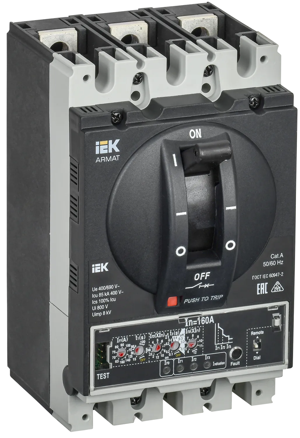 ARMAT Автоматический выключатель в литом корпусе 3P типоразмер D 85кА 160А расцепитель электронный продвинутый IEK AR-MCCB-3D-085-0160A-ELPC