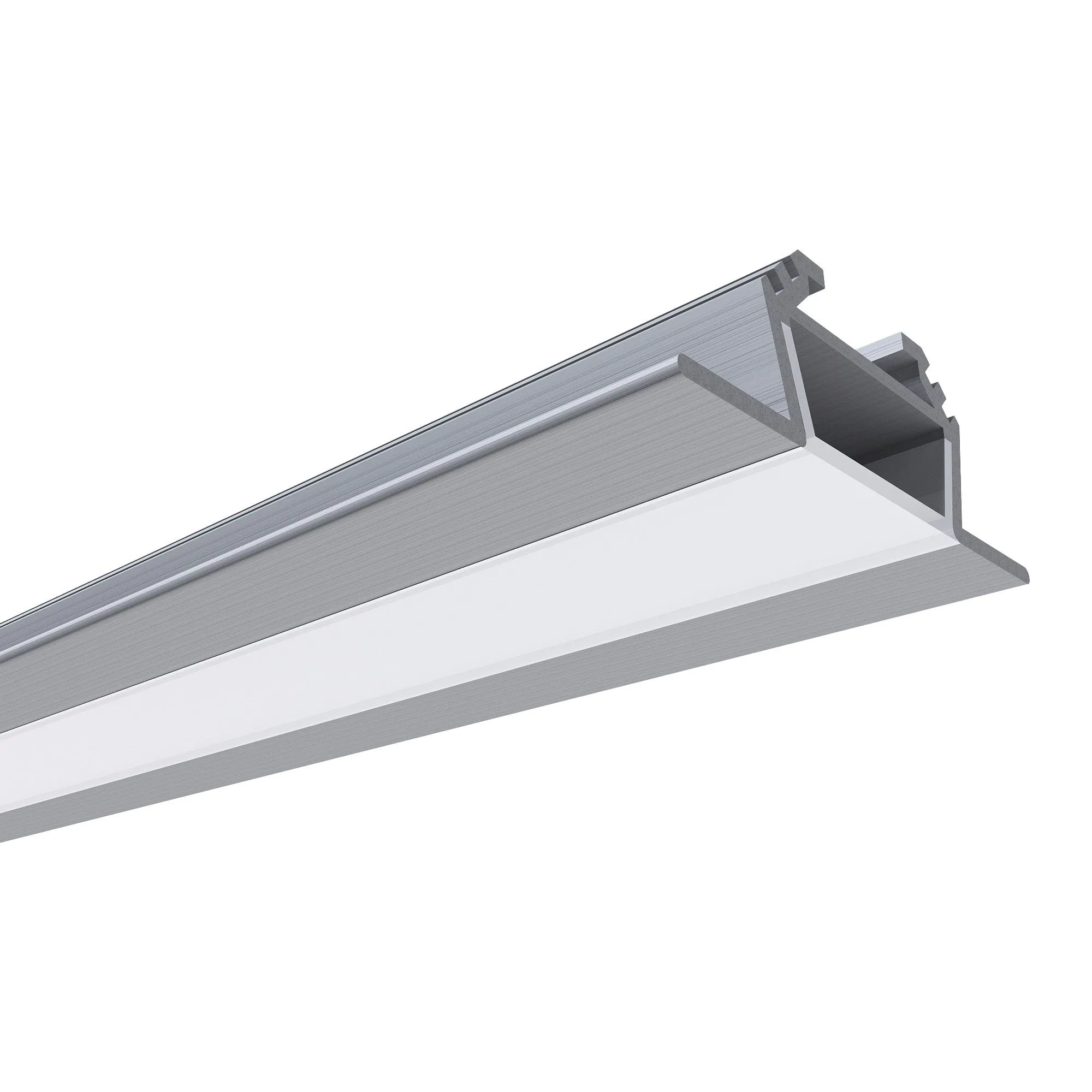 Профиль алюминиевый  угловой, накладной, серебро, 28,5х10,4мм, 2м, шир. ленты до 10мм (рассеиватель белый матовый, заглушки - 2шт.) 08-03