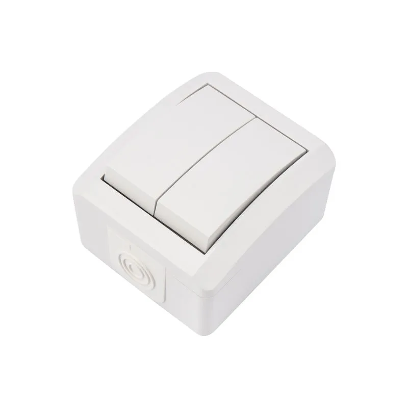 Выключатель двухклавишный INDUSTRIAL IP54 о/у, белый KRANZ