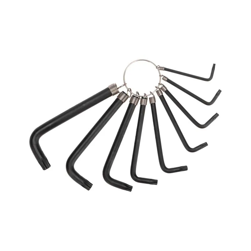 Набор ключей имбусовых TORX KRANZ T10-T50, CrV, 9 шт., оксидированные, на кольце