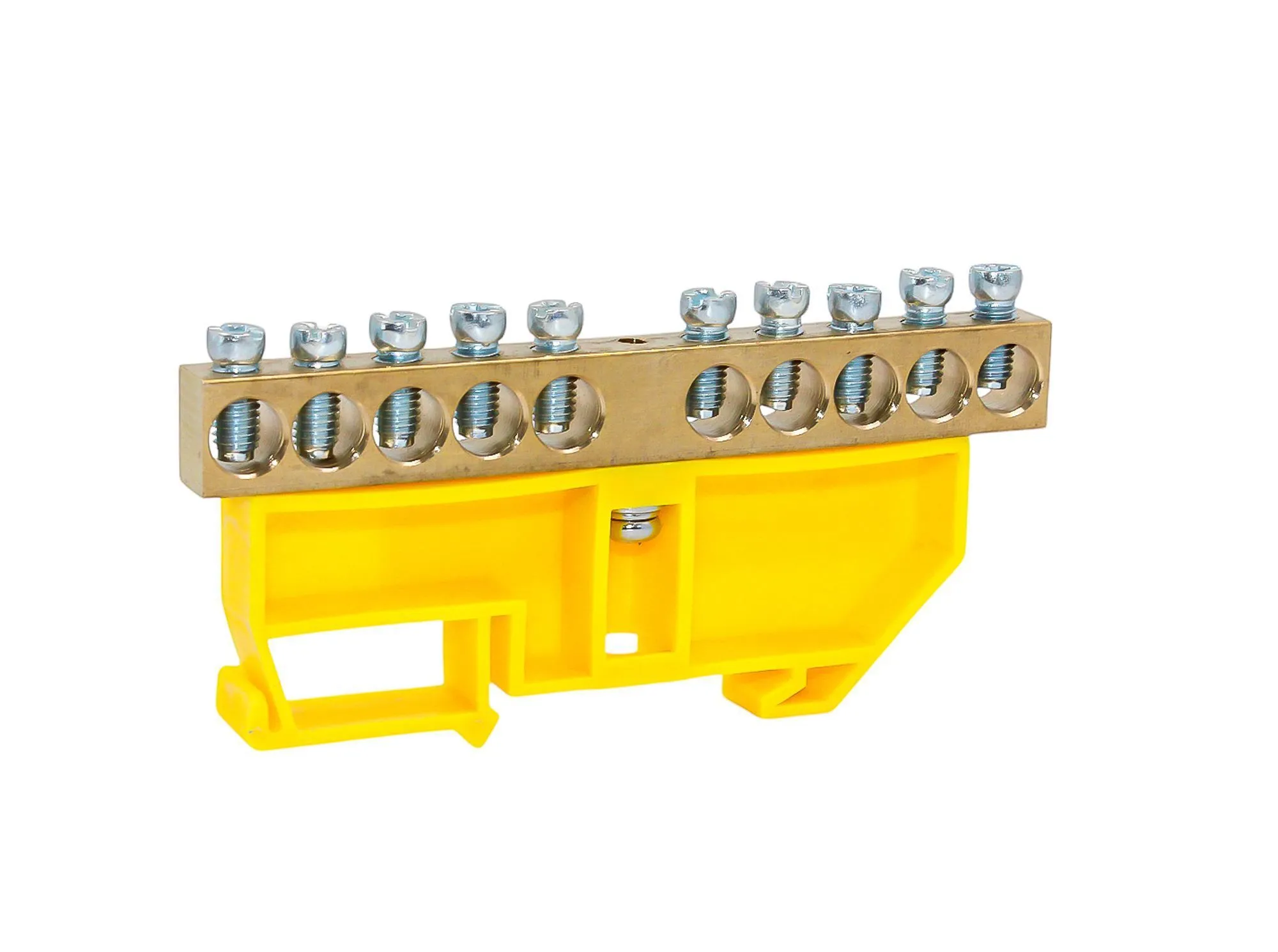 Шина PE "земля" на DIN-изоляторе ЖЕЛТЫЙ 8х12-10 DEKRON