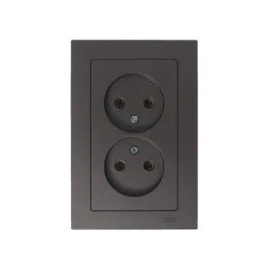 Розетка 2-м СП AtlasDesign 16А IP20 без заземл. в сборе мокко SE ATN000620 1240358