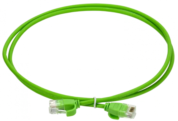 ITK Коммутационный шнур кат.6 UTP LSZH 2м slim колпачок с язычком зеленый