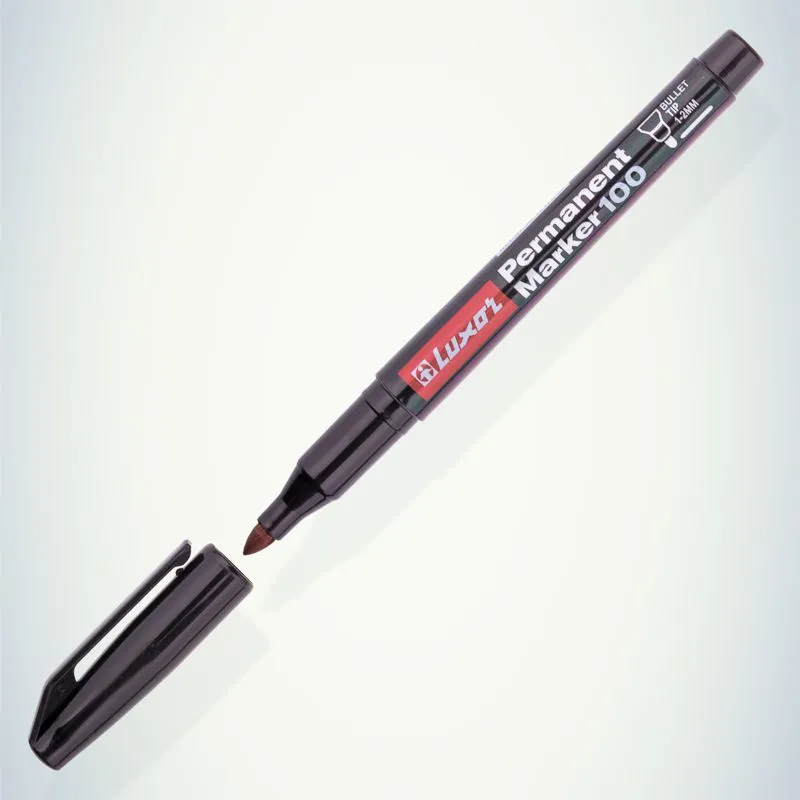 Маркер перманентный 1-2мм, черный, пулевидный Luxor 100 - Фото 4