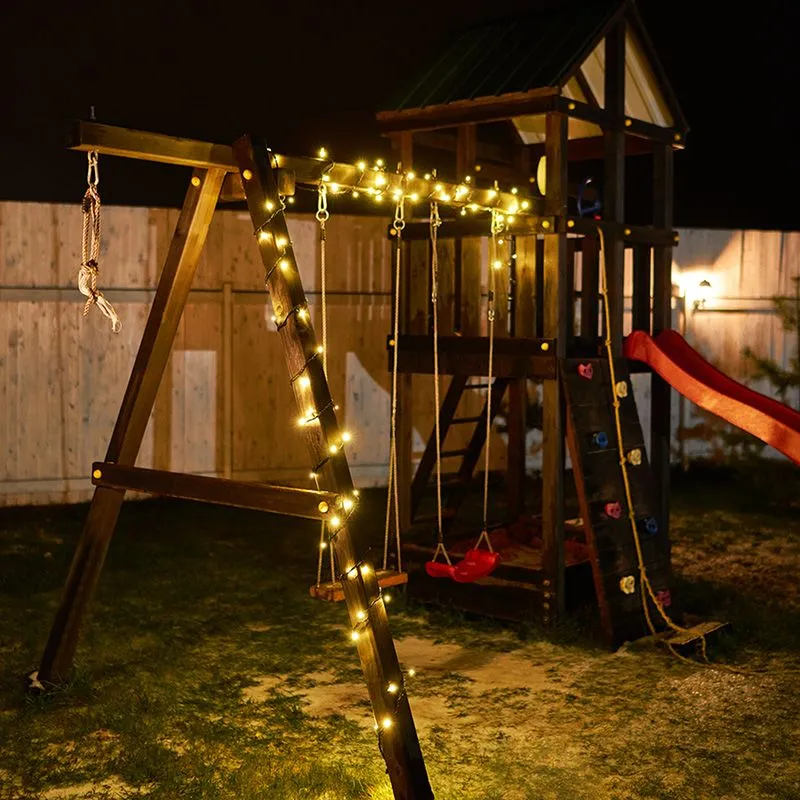 Гирлянда Нить управляемая 10м 100 LED ЗОЛОТОЙ черный ПВХ IP65 свечение с динамикой 230В контроллер в комплекте NEON-NIGHT - Фото 2