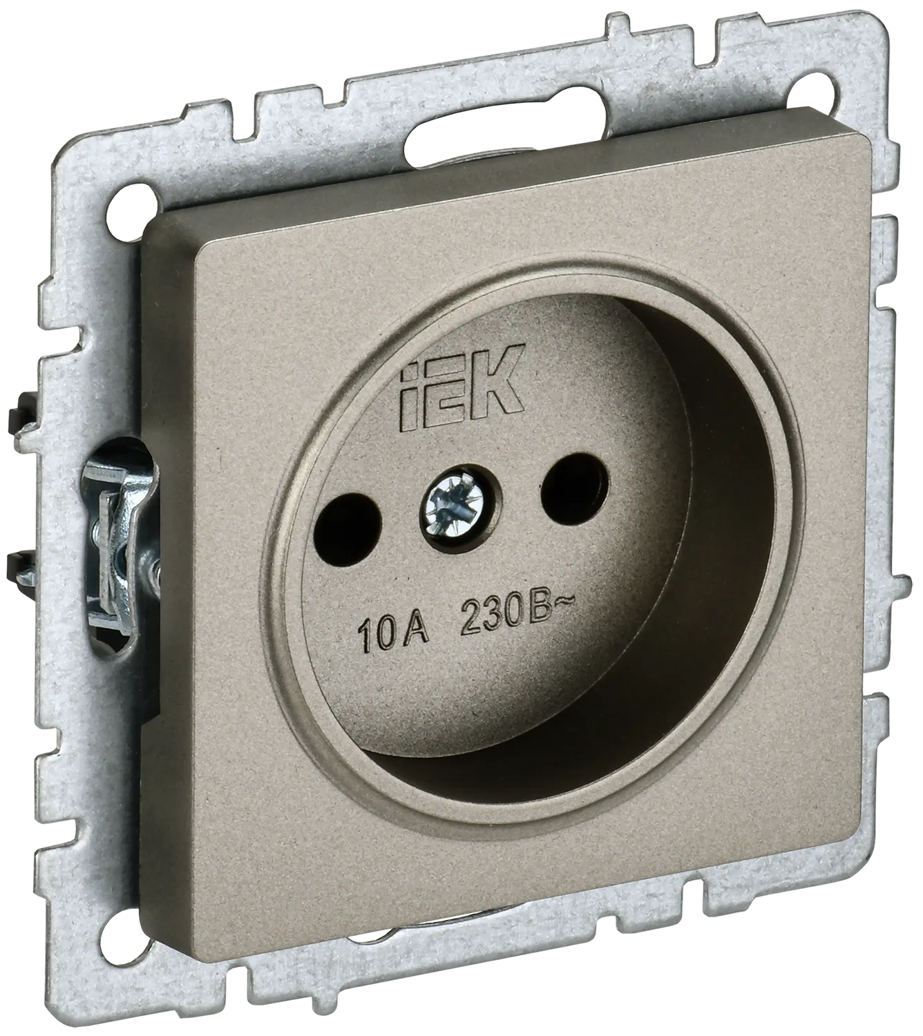 BRITE Розетка 1-местная без заземления без защитных шторок 10А РС10-1-0-БрШ шампань IEK BR-R10-10-K37