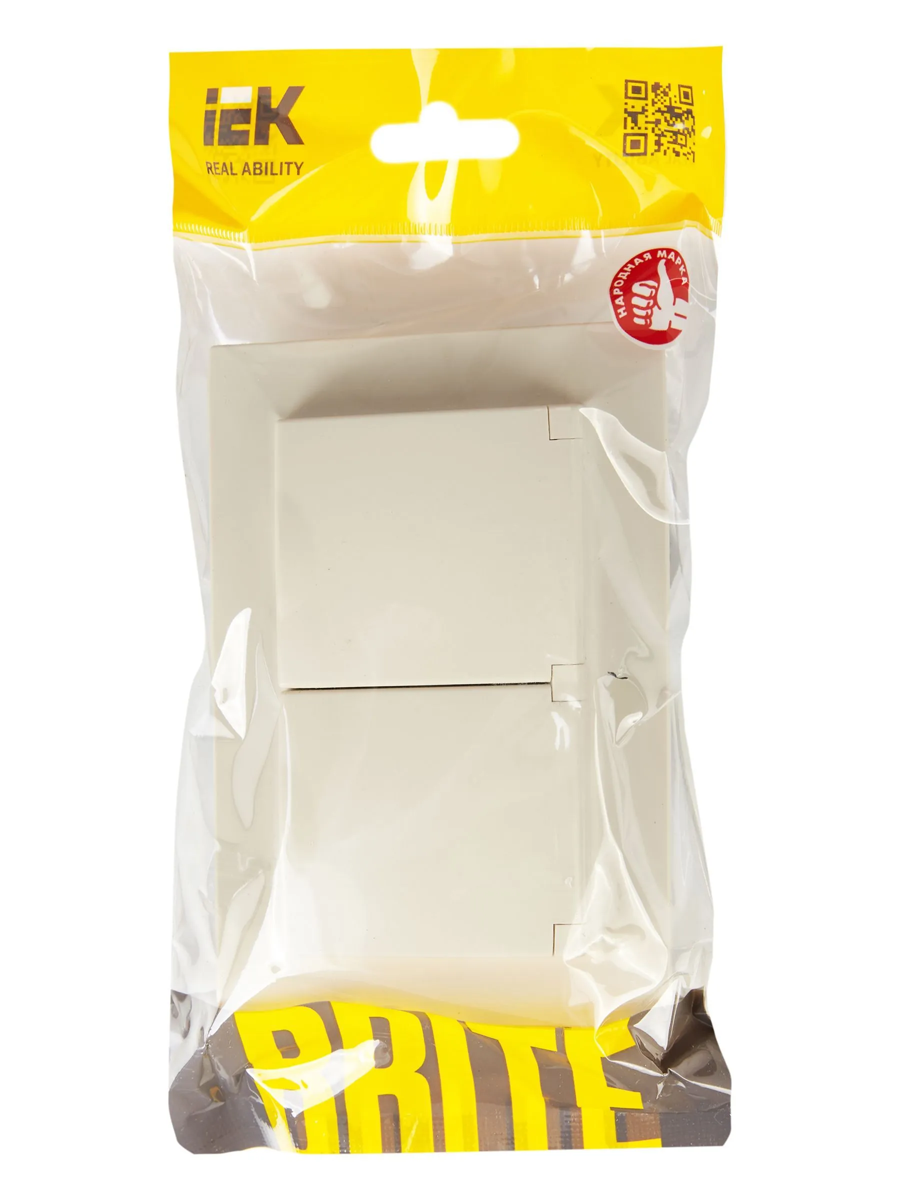 BRITE Розетка 2-местная с заземлением с защитными шторками и крышкой 16А в сборе IP44 РСбш12-3-44-БрКр бежевый IEK - Фото 6