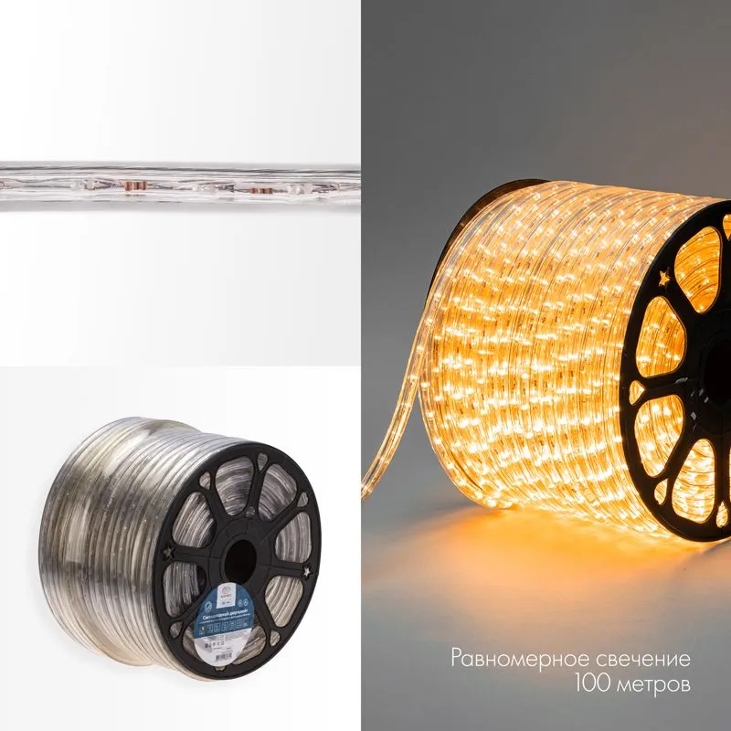 Дюралайт LED, свечение с динамикой (3W) - желтый, 24 LED/м, бухта 100м - Фото 3