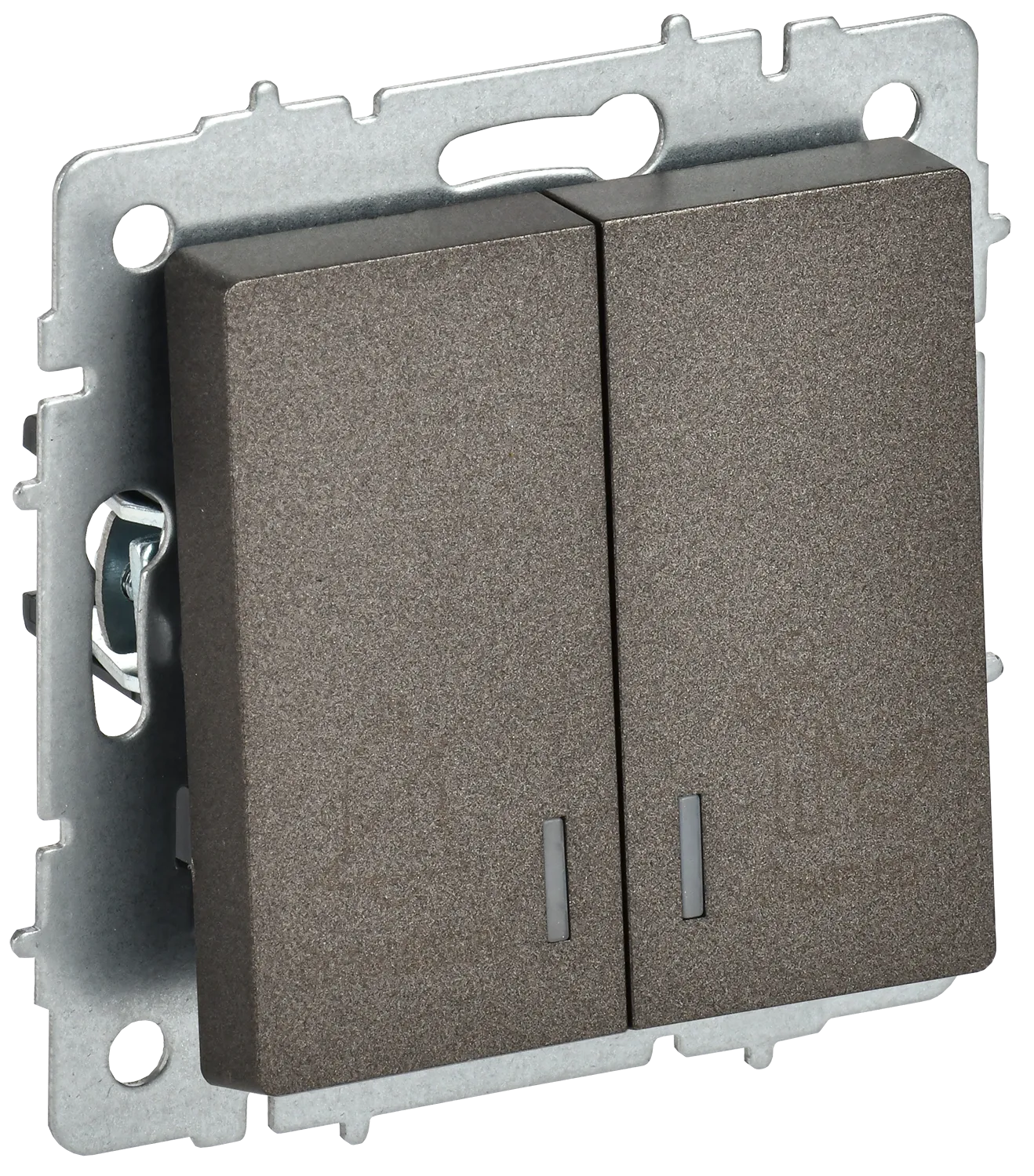 BRITE Выключатель 2-клавишный с индикацией для отелей 10А ВС10-2-9-БрТБ темная бронза IEK