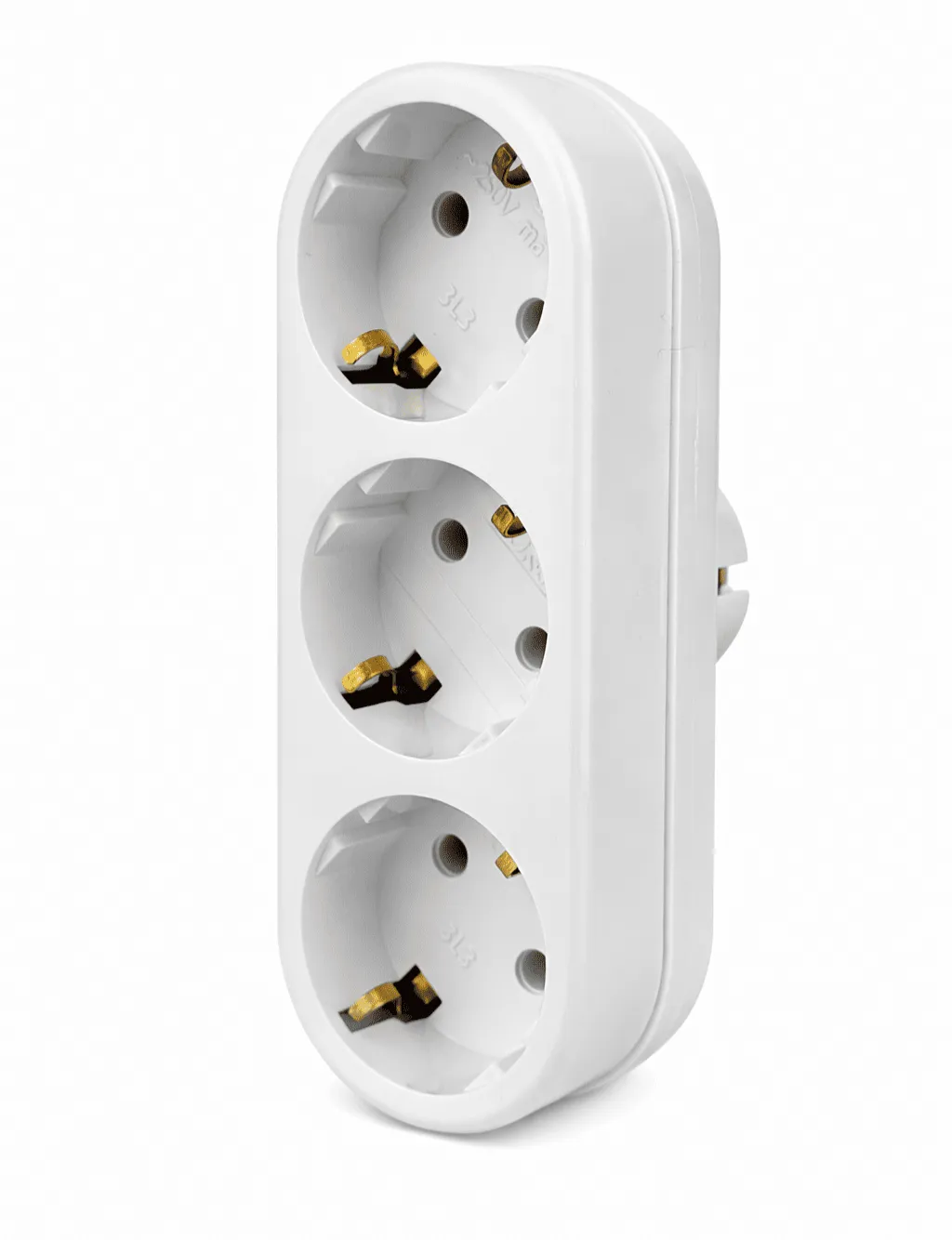 Разветвитель электрический 3 розетки с заземлением, 16А, белый DEKRON - Фото 2
