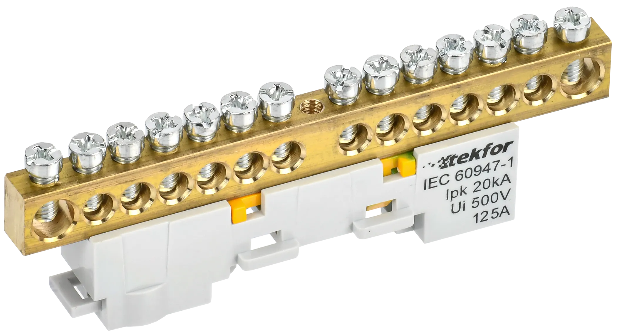 TEKFOR Шина PE "земля" неизолированная на универсальном держателе 8х12-14-Ж IEK TF-NN20-14-DL-K05