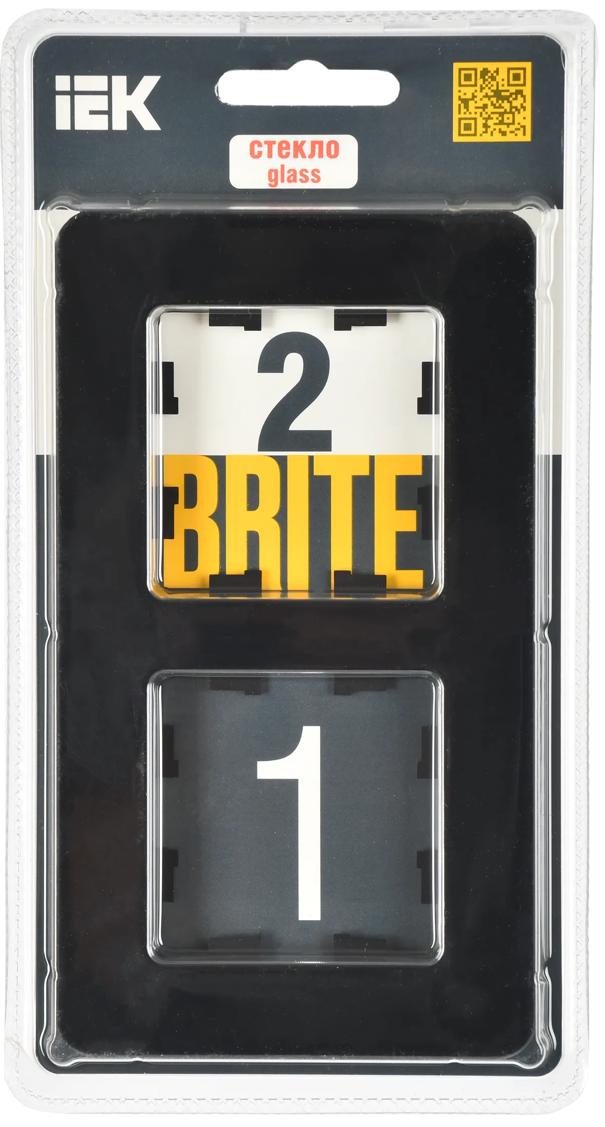 BRITE Рамка 2-местная РУ-2-2-Бр стекло черный RE IEK - Фото 2