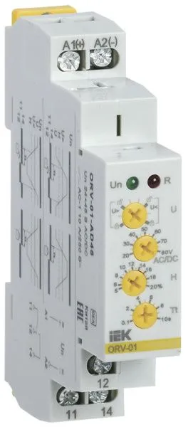 Реле контроля напряжения ORV с блокировкой однофазное 24-48В AC/DC IEK ORV-01-AD48