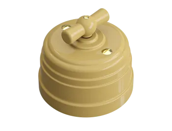 Выключатель ретро пластиковый поворотный на четыре положения (2-х клавишный), IP20, цвет - белый, УС