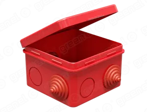 Коробка распаячная для о/п 80х80х50мм IP54 (45шт) КРАСНАЯ с откидной крышкой, 7 гермовводов. 4 сальн GE41238-06