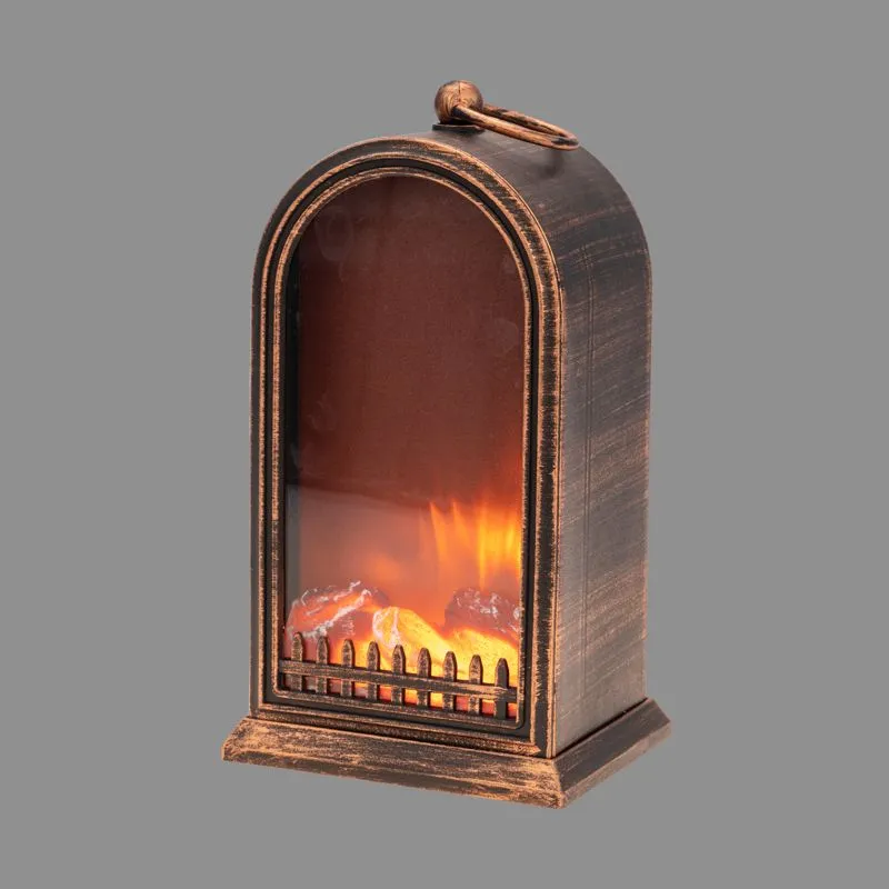 Светодиодный камин Фьюжн с эффектом живого огня 14,7x11,7x25 см, батарейки 2хС (не в комплекте) USB, бронзовый - Фото 3