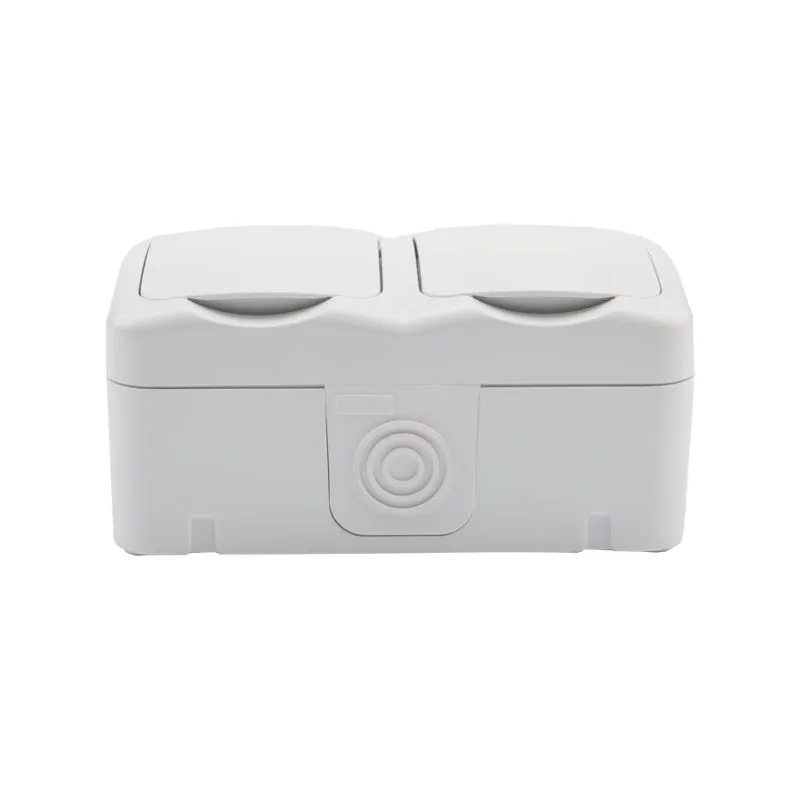 Блок горизонтальный 2 розетки Mini OG IP54 с/з, о/у, белый KRANZ - Фото 2