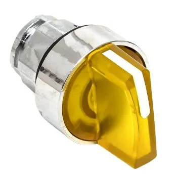 Исполнительный механизм переключателя ХB4 желтый на 3 положения с фиксацией, с подсветкой с короткой ручкой