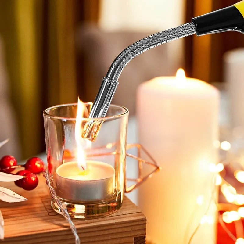 Бытовая газовая пьезозажигалка с классическим пламенем многоразовая (1 шт.) желтая  СК-302W с гибким стержнем  СОКОЛ - Фото 3