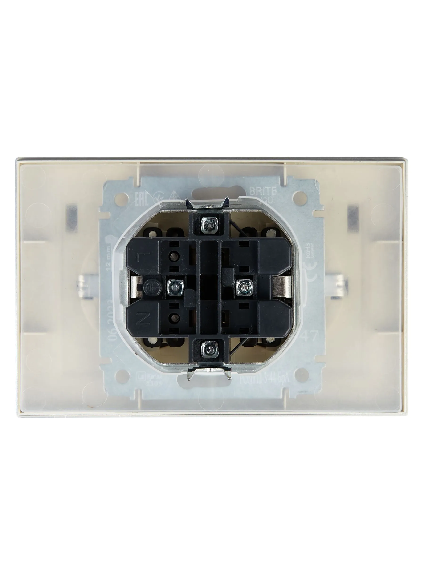 BRITE Розетка 2-местная с заземлением с защитными шторками и крышкой 16А в сборе IP44 РСбш12-3-44-БрА алюминий IEK - Фото 8