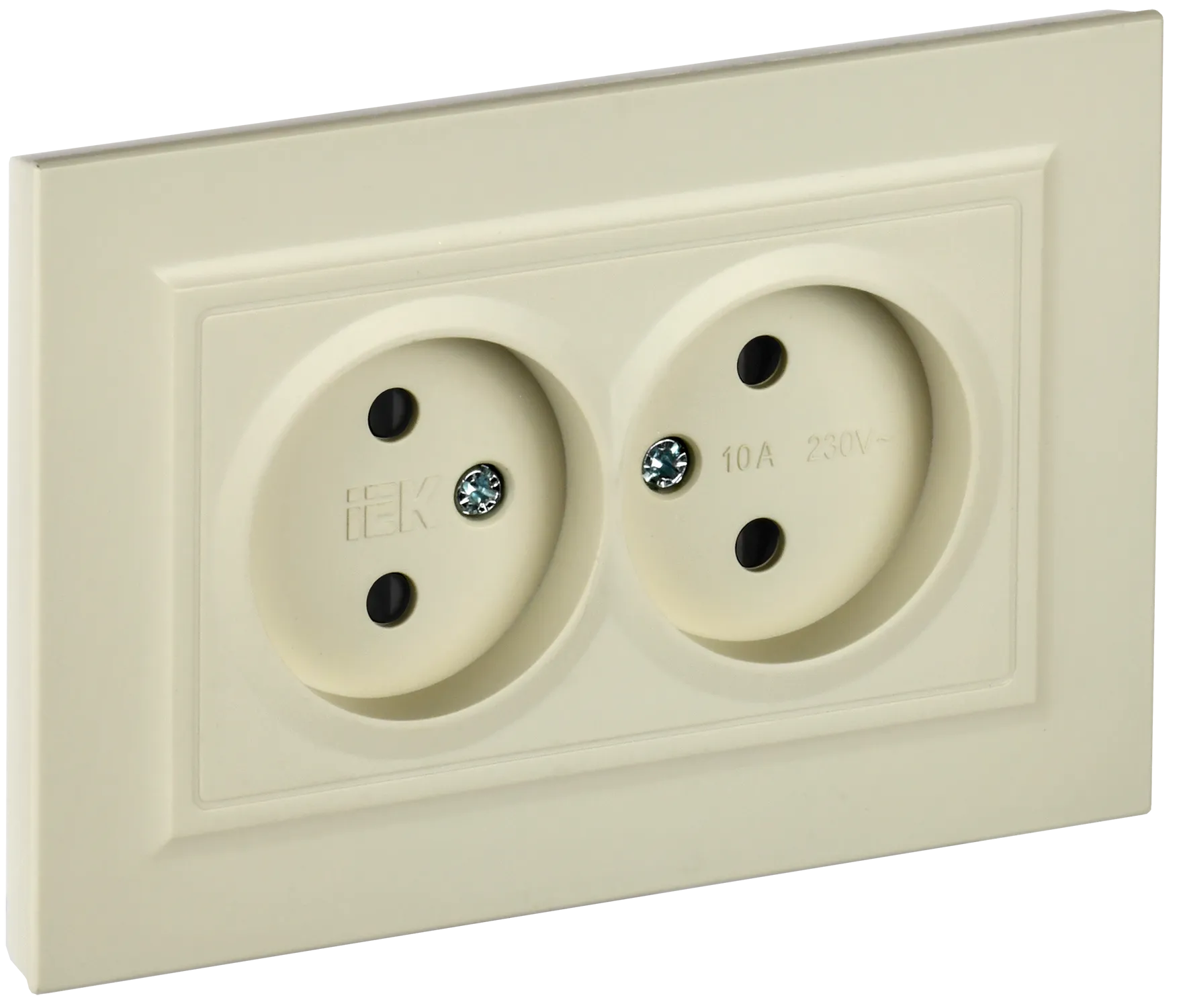 BRITE Розетка 2-местная без заземления с защитными шторками 10А в сборе РСш12-2-БрКр бежевый IEK BR-R23-10-K10-F