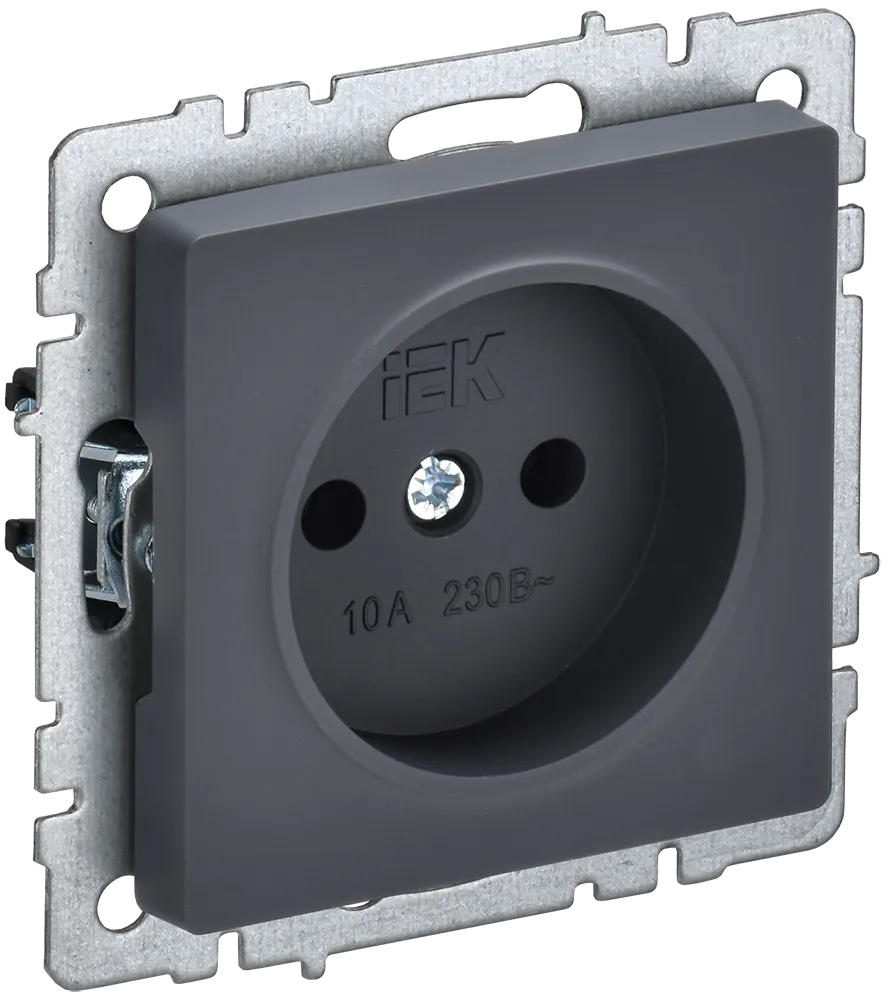 BRITE Розетка 1-местная без заземления без защитных шторок 10А РС10-1-0-БрГ графит IEK
