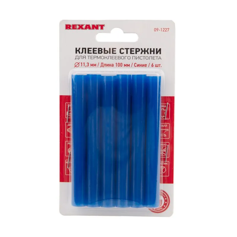 Стержни клеевые Ø11мм, 100мм, синие (6 шт/уп), блистер REXANT - Фото 2