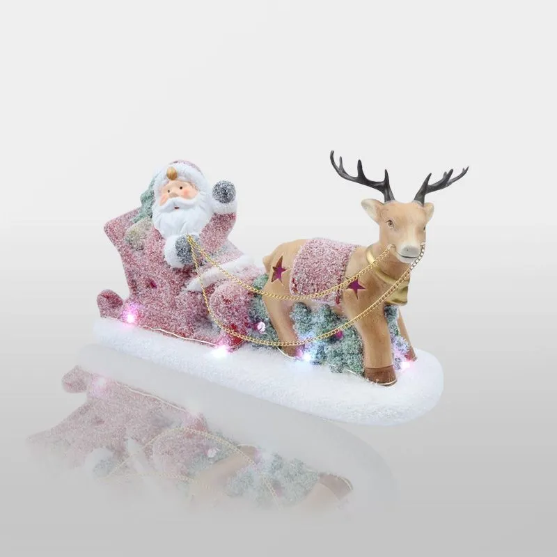 Керамическая фигурка Дед Мороз в санях 30,5х12,2х17,2 см - Фото 2