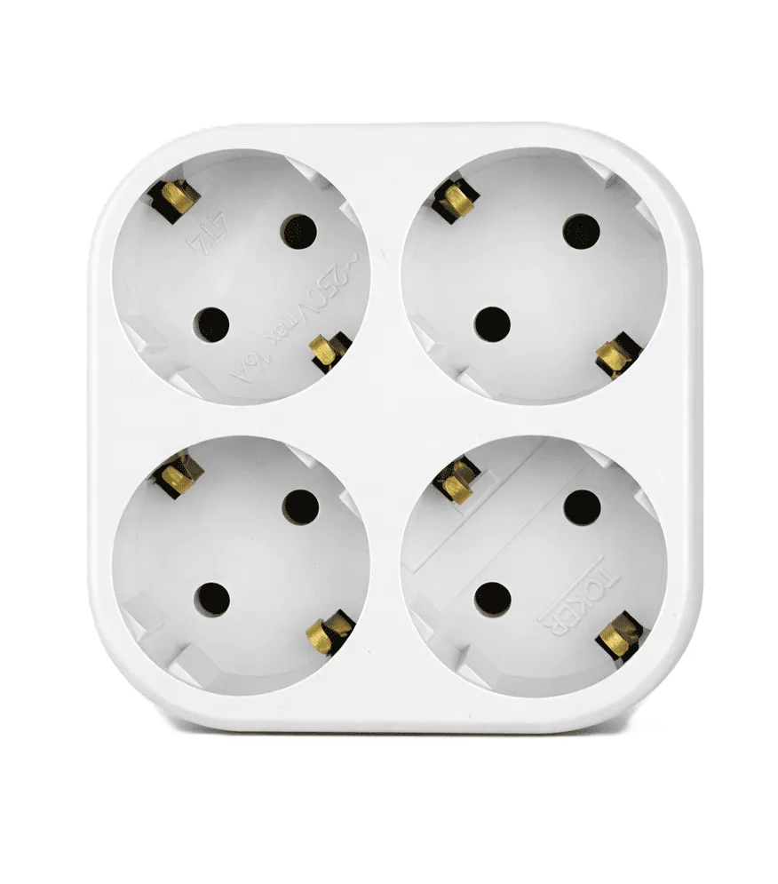 Разветвитель электрический 4 розетки с заземлением, 16А, белый DEKRON DEK0907-0014