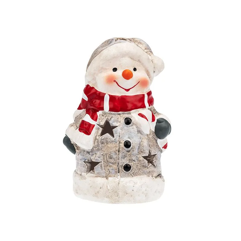 Керамическая фигурка Снеговичок в шарфе 7,5x6,5x12 см - Фото 4