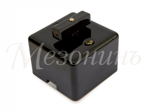 Выключатель ретро проходной фарфоровый поворотный на 2 положения, коллекция "QUADRA" , цвет - черный