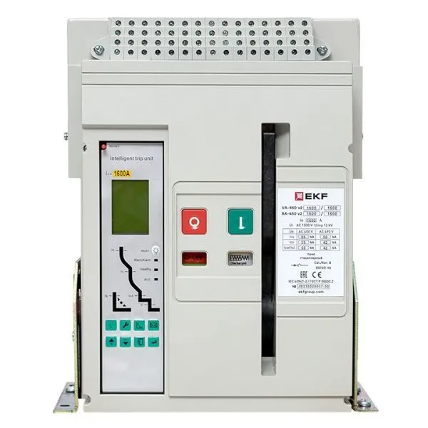 ВА-450 1600/1250А 3P 65кА стац., гориз., ETU(220В AC) LCD ModBus-RTU, мп/нр/вкл.к.(220В AC), ав/доп. 1CO/2NO+4CO