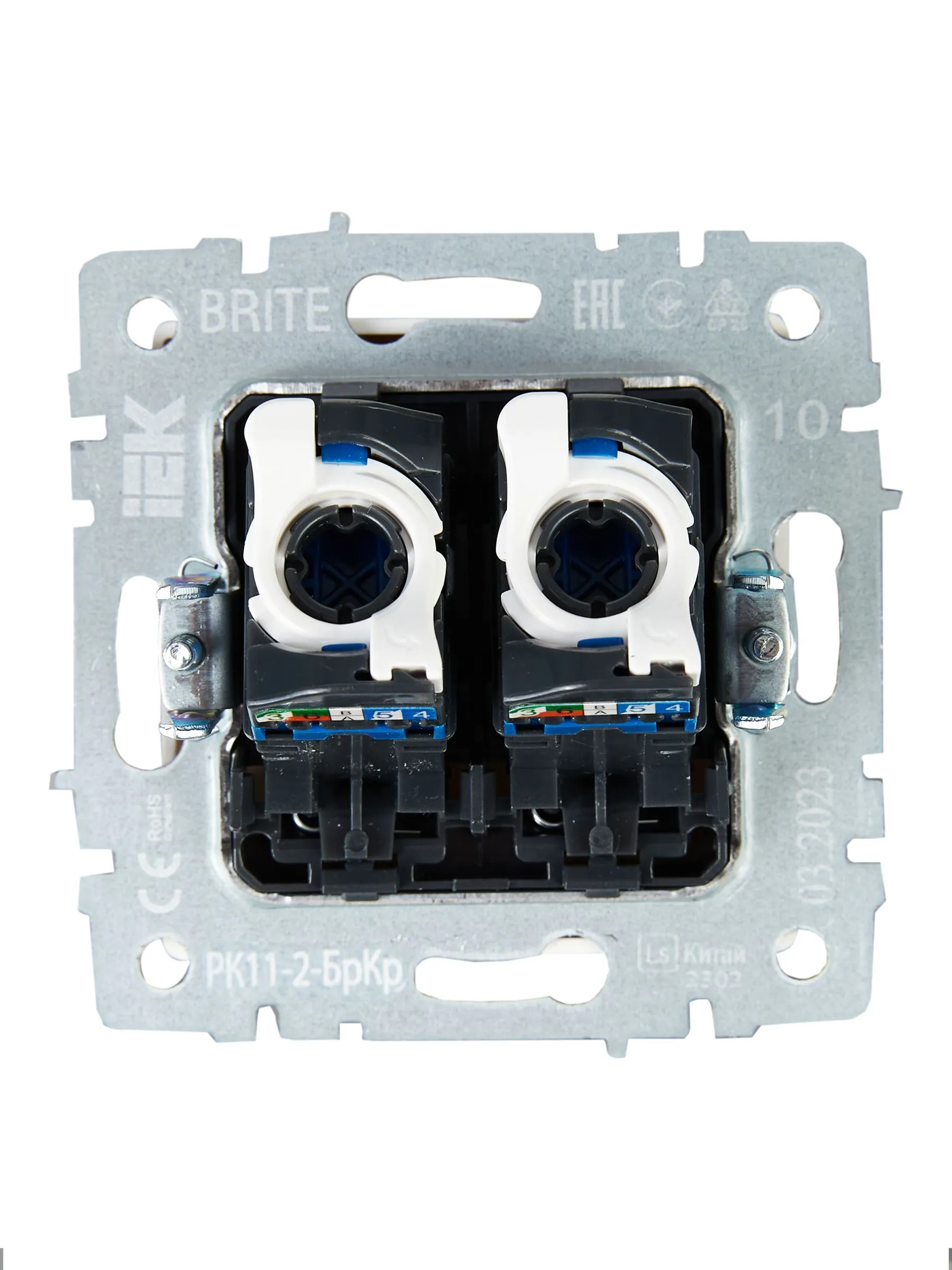 BRITE Розетка компьютерная двойная RJ45 кат.6 РК11-2-БрКр бежевый IEK - Фото 7