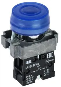 Кнопка управления LA167-BP61 d=22мм 1з синяя IEK BBT20-BP61-1-22-67-K07