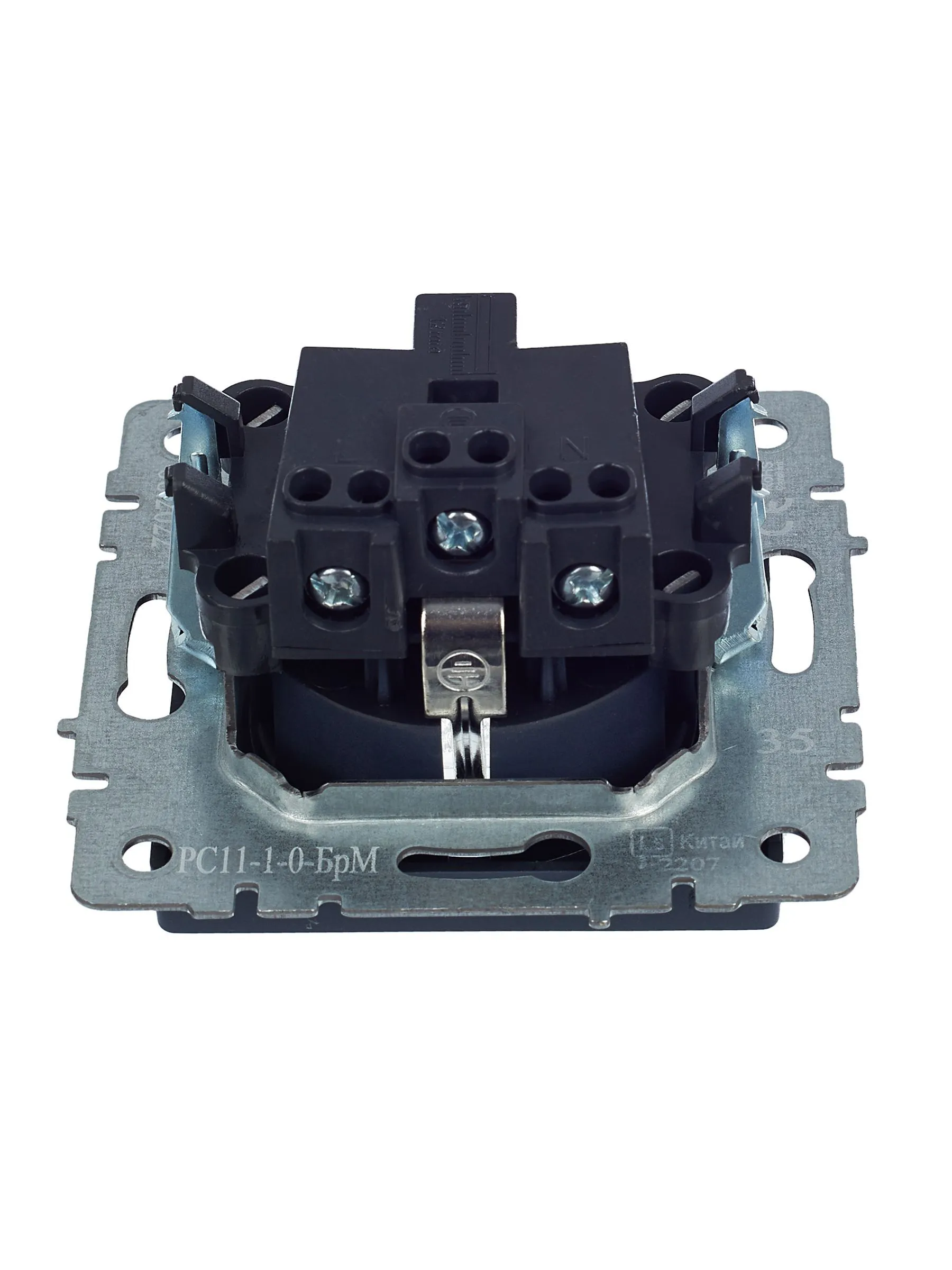 BRITE Розетка 1-местная с заземлением без защитных шторок 16А РС11-1-0-БрМ маренго IEK - Фото 2