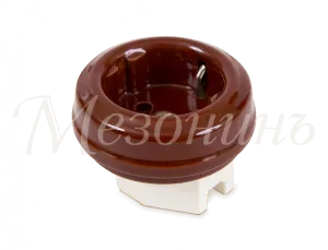 Розетка ретро фарфоровая, двухполюсная,с заземляющим контактом(D70x20,16А, 250В, IP20, без подъем GE70301-04k