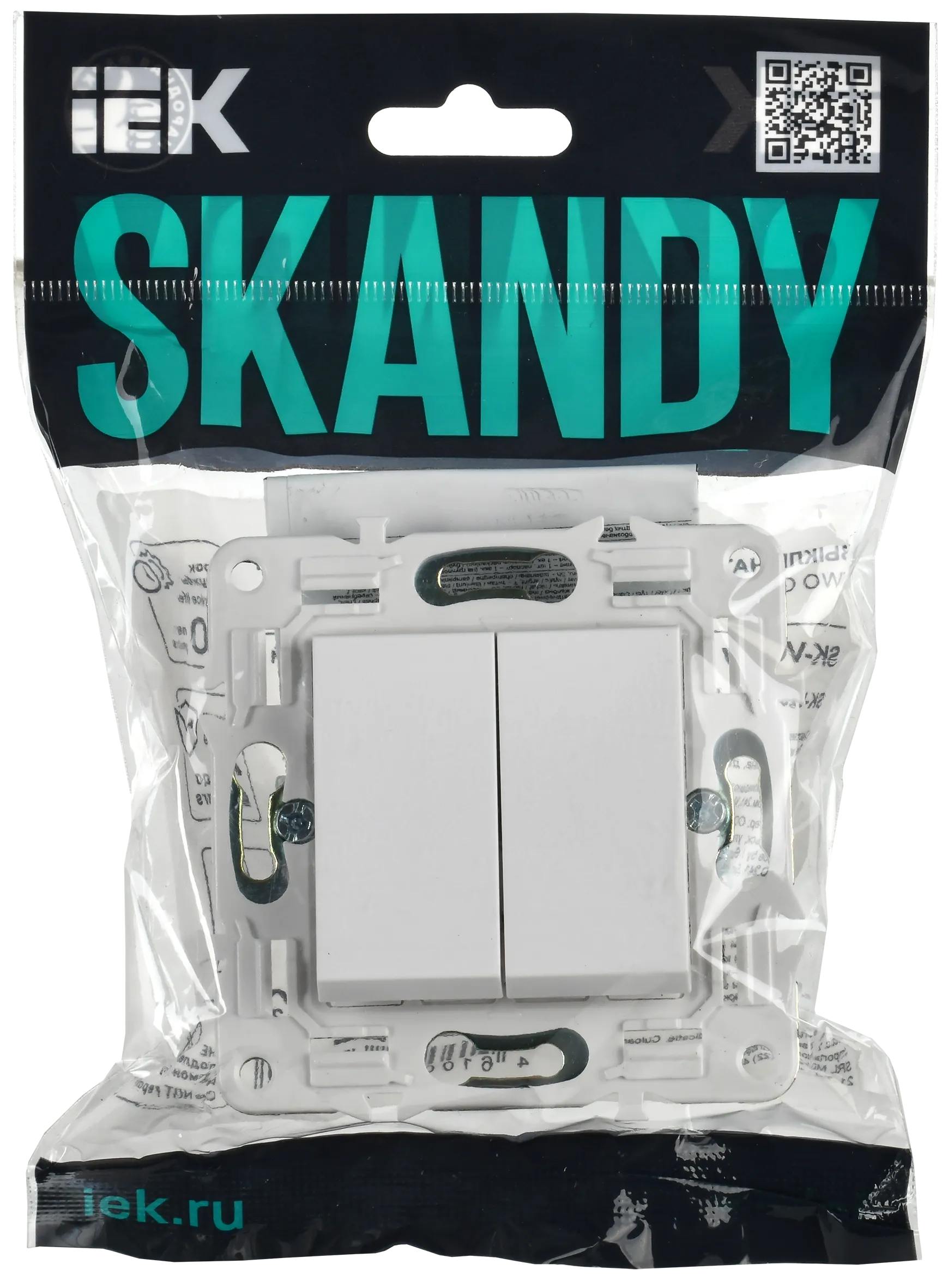 SKANDY Выключатель 2-клавишный 10А SK-V04W арктический белый IEK - Фото 2