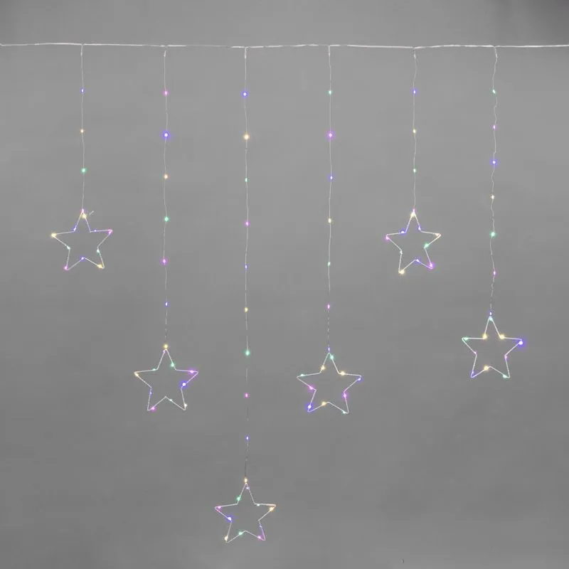 Гирлянда Светодиодный занавес из росы с фигурами Звезд МУЛЬТИКОЛОР IP20 USB + пульт управления NEON-NIGHT 315-849