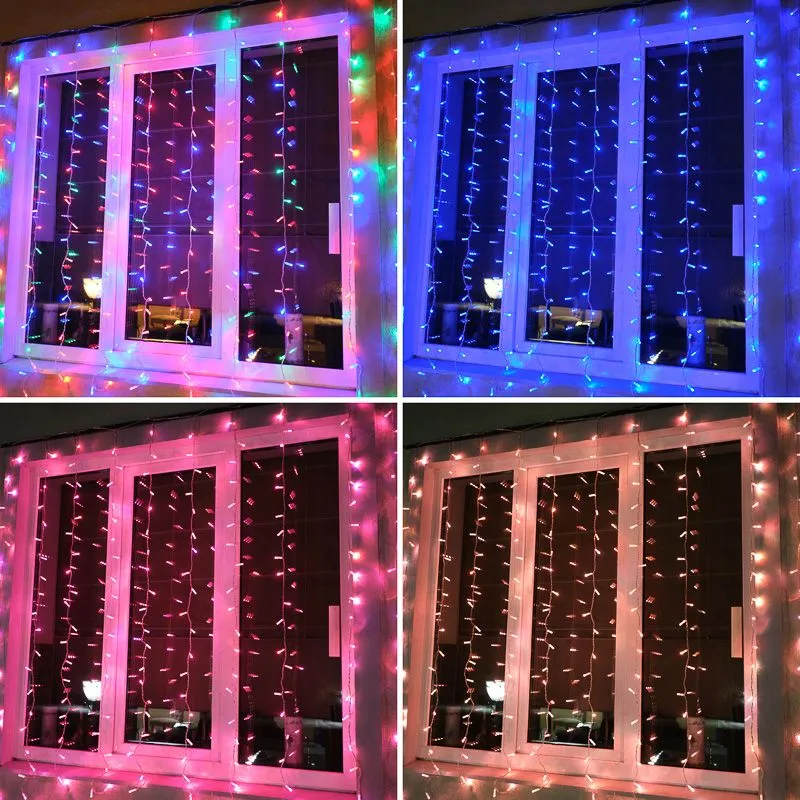 Гирлянда светодиодная Занавес 2х2м 200 LED RGB прозрачный ПВХ IP65 свечение с динамикой 230В блок в комплекте NEON-NIGHT - Фото 2
