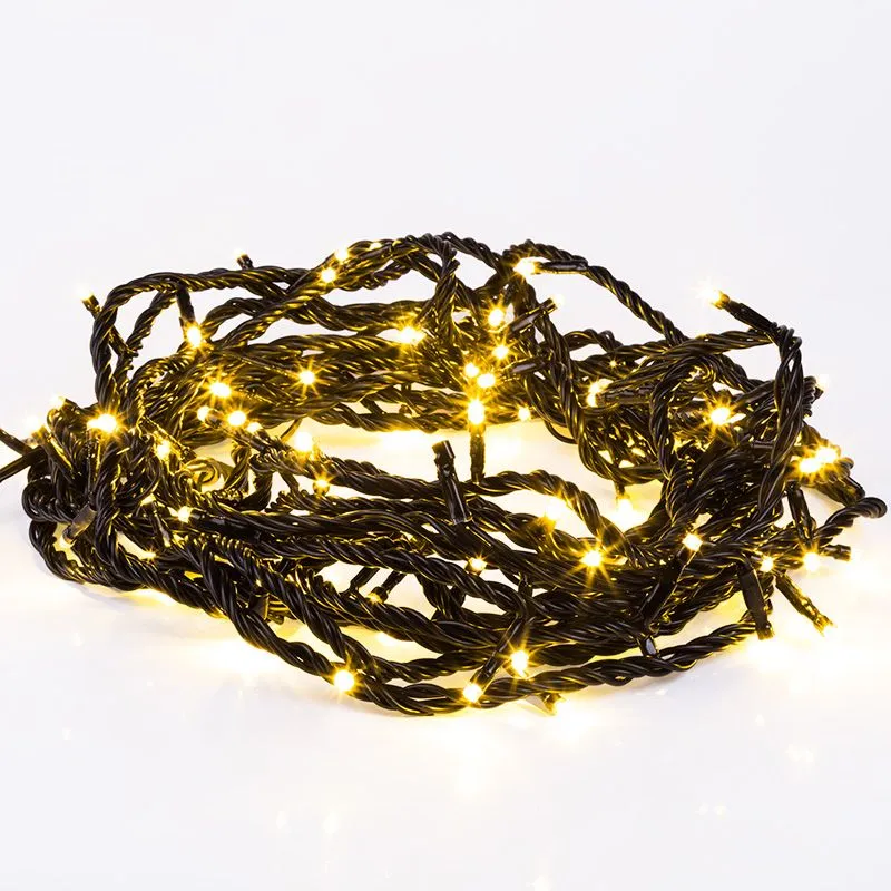 Гирлянда Нить управляемая 10м 100 LED ЗОЛОТОЙ черный ПВХ IP65 свечение с динамикой 230В контроллер в комплекте NEON-NIGHT - Фото 4