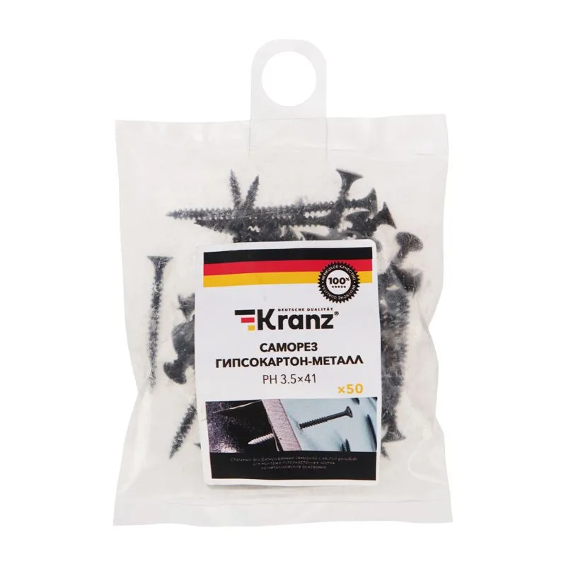 Саморез гипсокартон-металл KRANZ 3.5х41, пакет (50 шт./уп.) - Фото 3