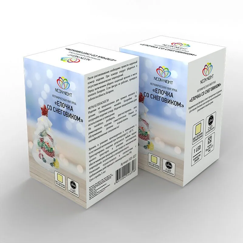 Керамическая фигурка Елочка со снеговиком 7,8х6,9х12,1 см - Фото 4