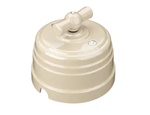 Выключатель ретро пластиковый поворотный на четыре положения (2-х клавишный), IP20, цвет - слоновая GE30401-02