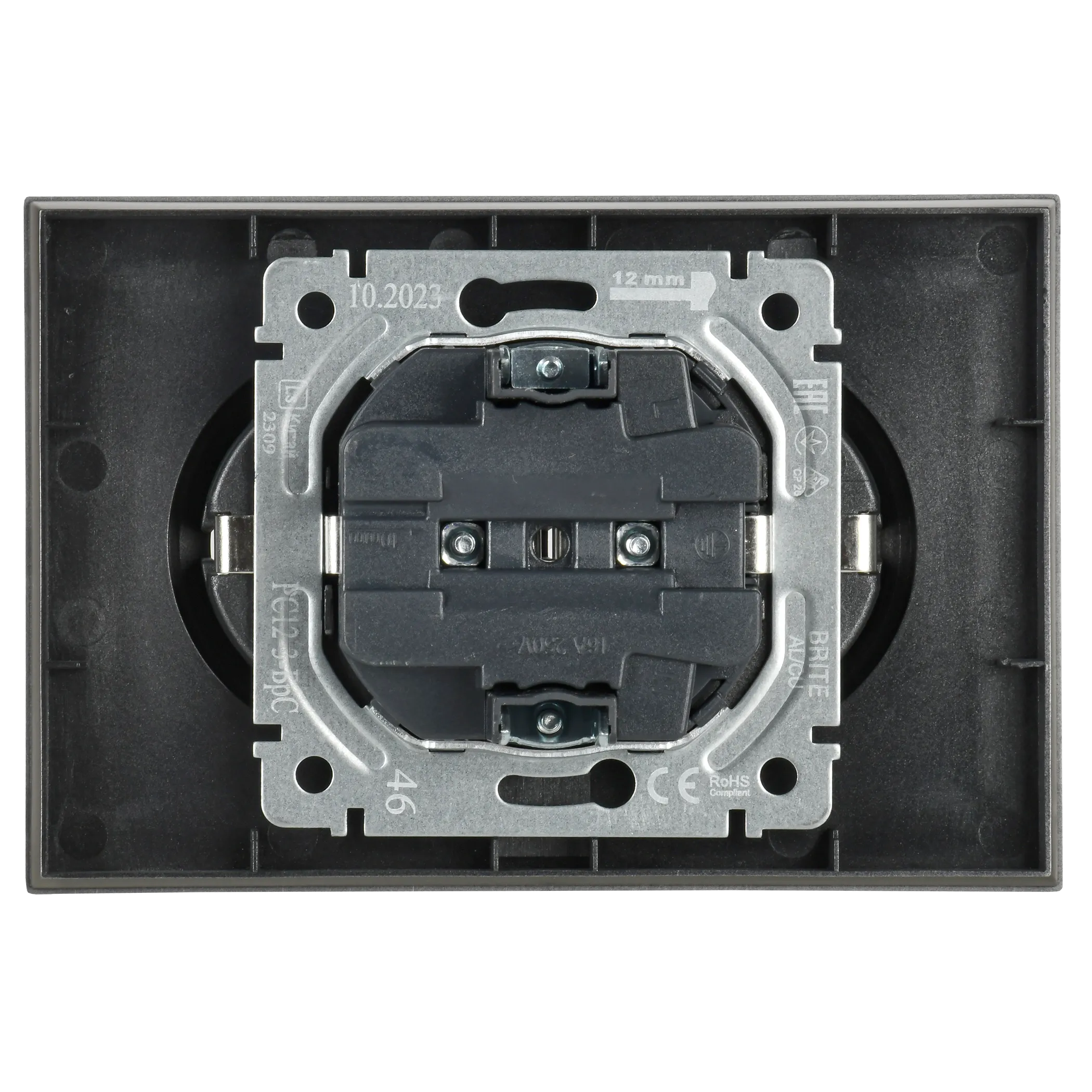 BRITE Розетка 2-местная с заземлением без защитных шторок 16А в сборе РС12-3-БрС сталь IEK - Фото 6