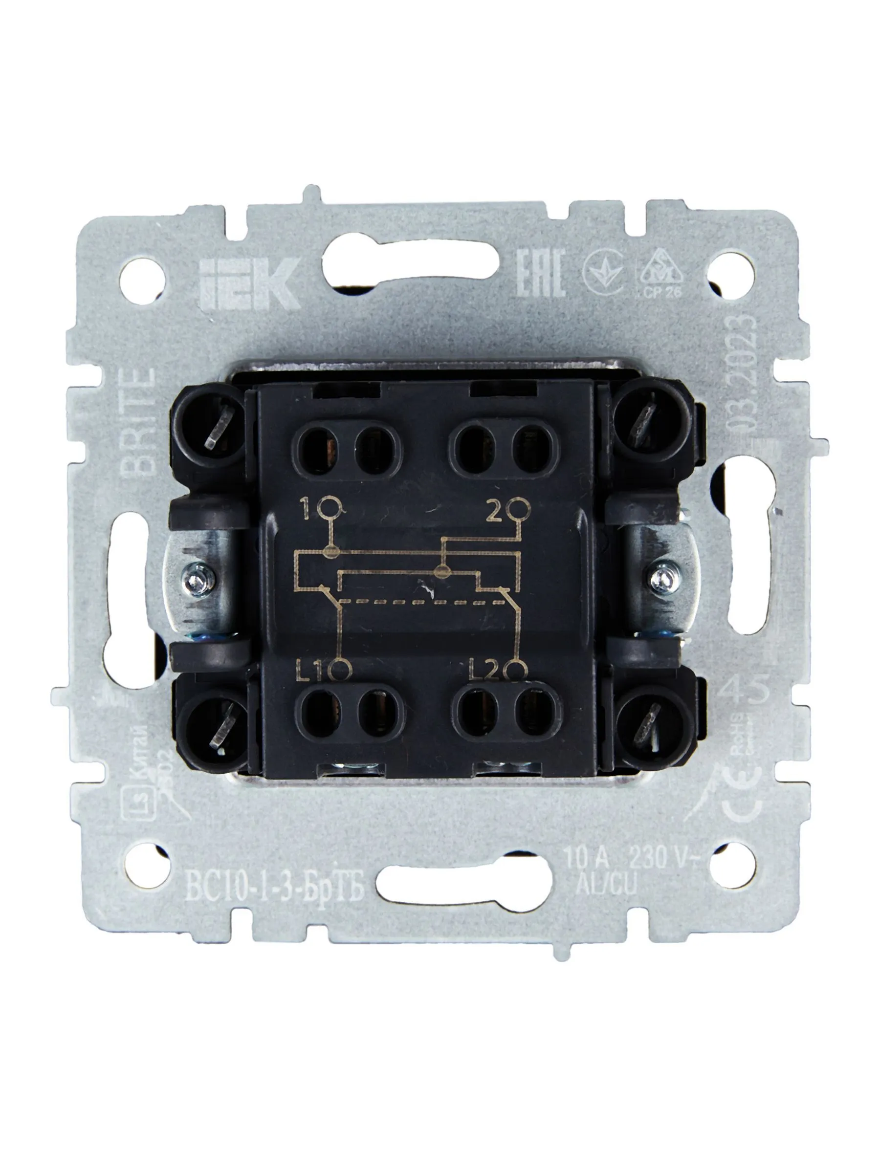 BRITE Выключатель 1-клавишный перекрестный 10А ВС10-1-3-БрТБ темная бронза IEK - Фото 5