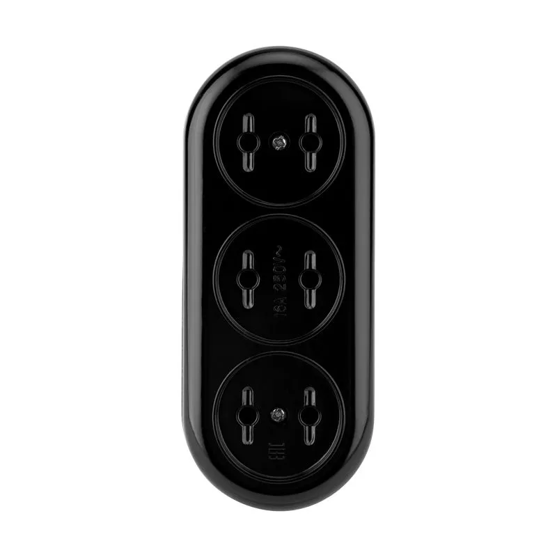 Колодка 3 гнезда карболитовая б/з 16А, черная REXANT - Фото 2