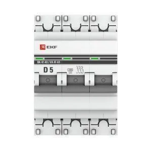 Авт. выкл. 3P 5А (D) 4,5kA ВА 47-63 EKF - Фото 3