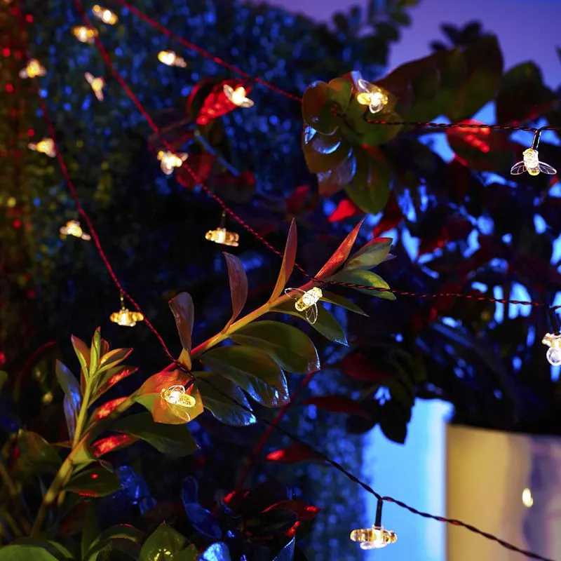 Гирлянда садовая (каскад) Янтарные Пчелы 5,8м, 2700К с аккумулятором и выносной солнечной панелью LAMPER - Фото 2